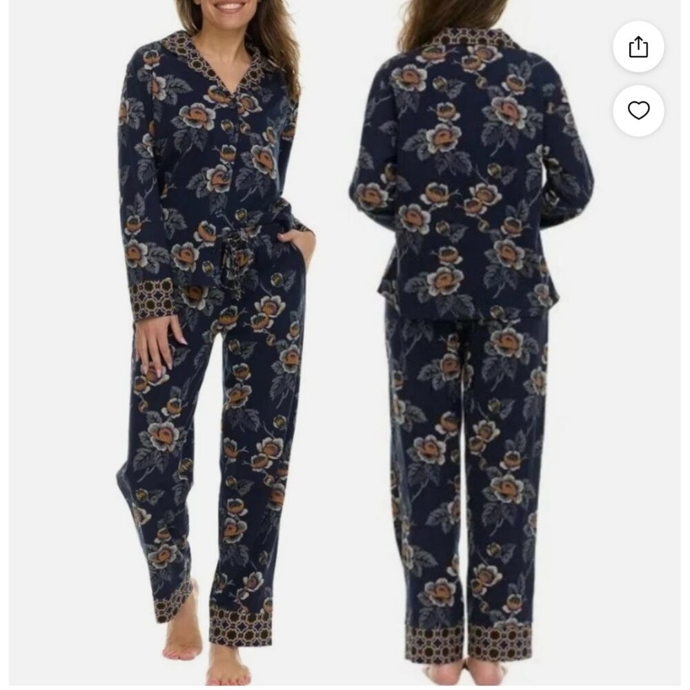 2 Pc Blue Floral Pajama Set